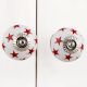 White Red Star Ceramic Knob